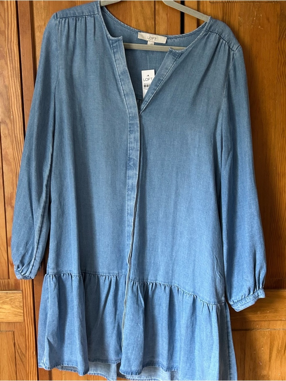 LOFT Denim-Style Chambray V-Neck Tunic - Light Blue